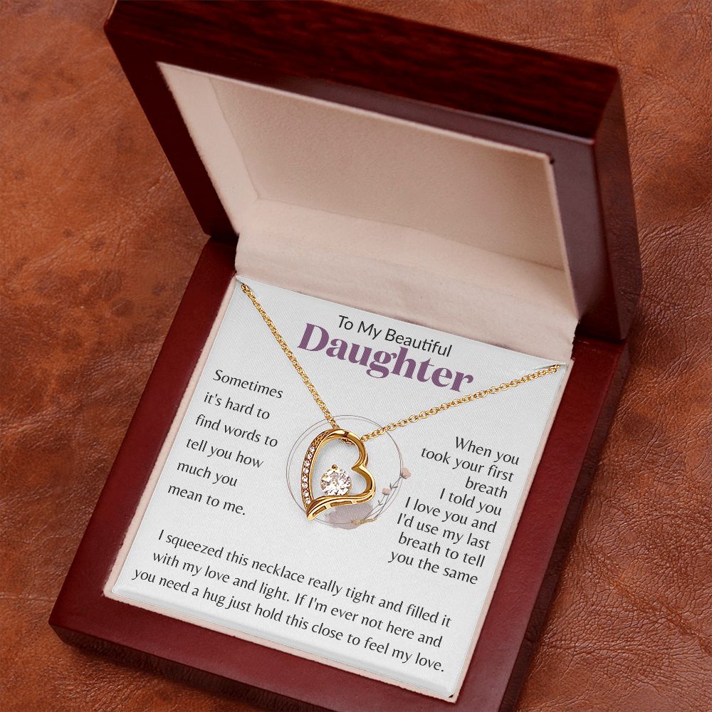 To My Beautiful Daughter Ring with Flowers White BG