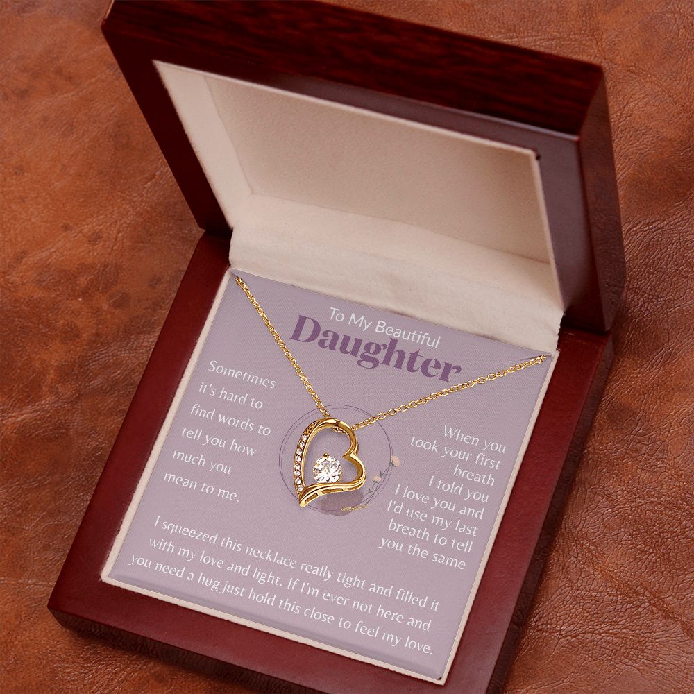 To My Beautiful Daughter Ring with Flowers LightPurple BG
