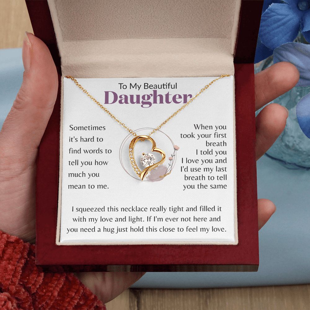 To My Beautiful Daughter Ring with Flowers White BG
