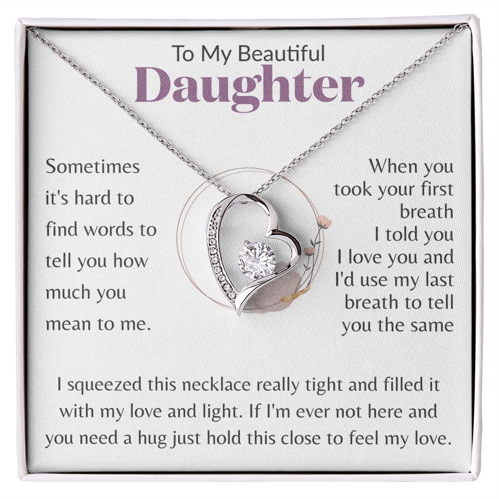 To My Beautiful Daughter Ring with Flowers White BG