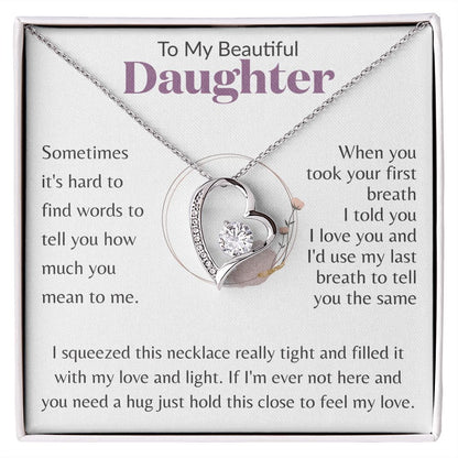 To My Beautiful Daughter Ring with Flowers White BG