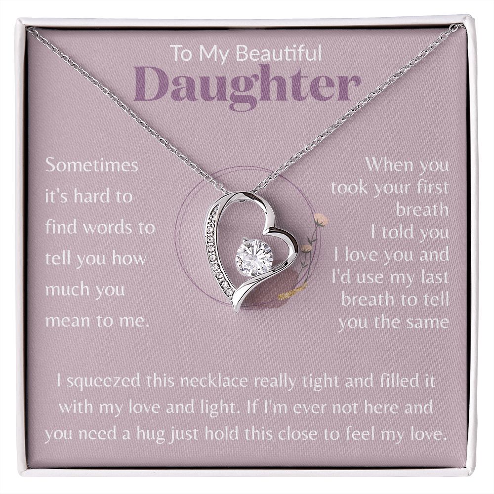 To My Beautiful Daughter Ring with Flowers LightPurple BG