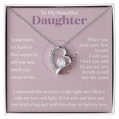 To My Beautiful Daughter Ring with Flowers LightPurple BG