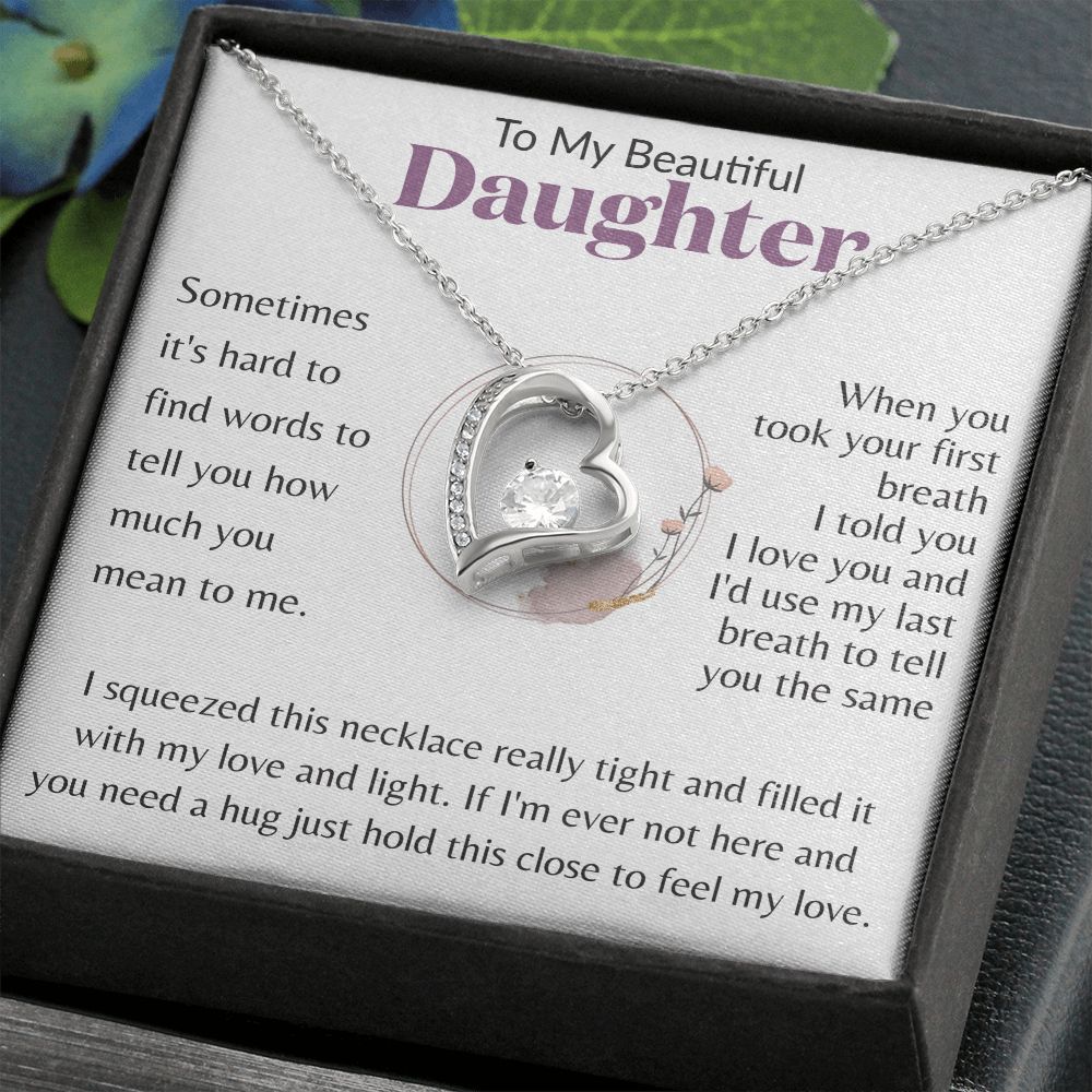 To My Beautiful Daughter Ring with Flowers White BG