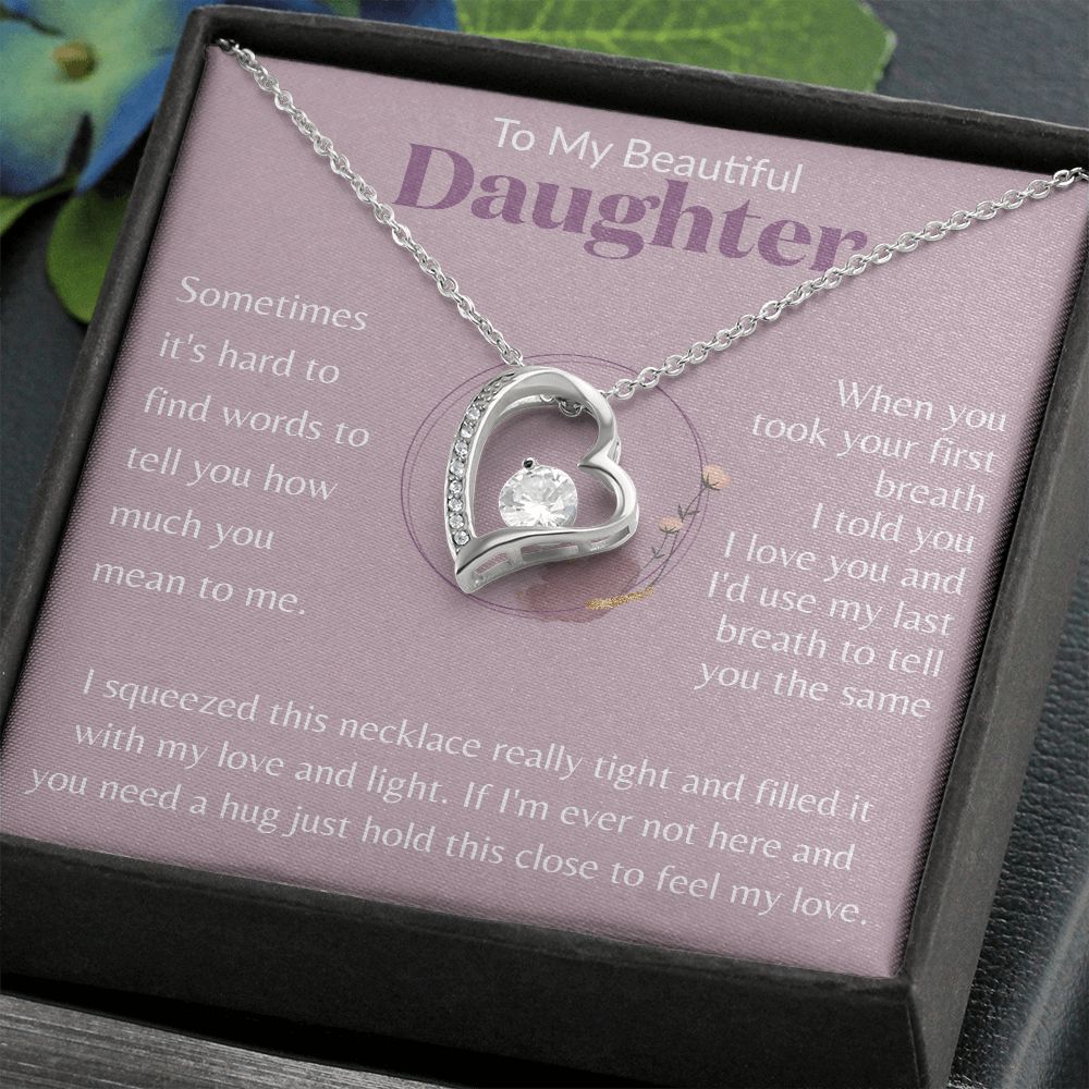 To My Beautiful Daughter Ring with Flowers LightPurple BG