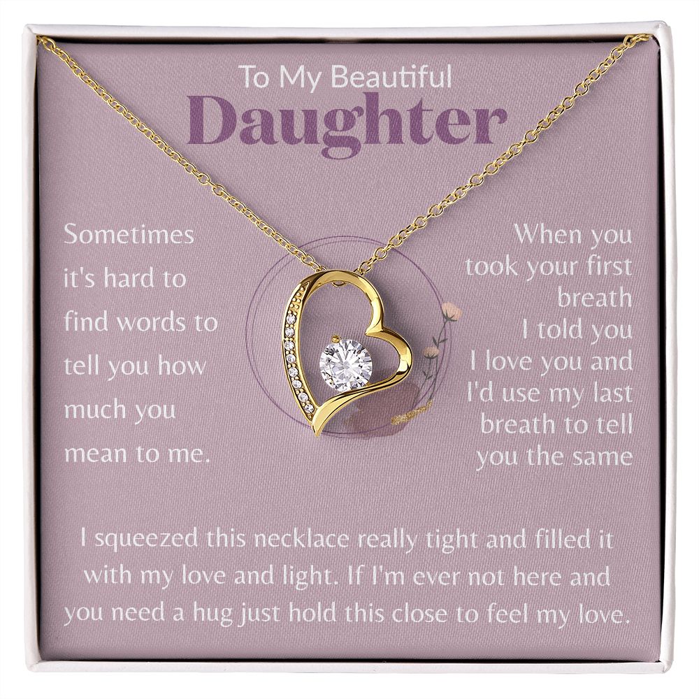 To My Beautiful Daughter Ring with Flowers LightPurple BG