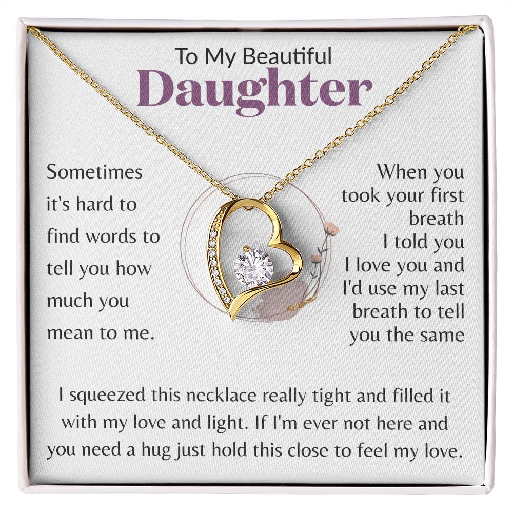 To My Beautiful Daughter Ring with Flowers White BG
