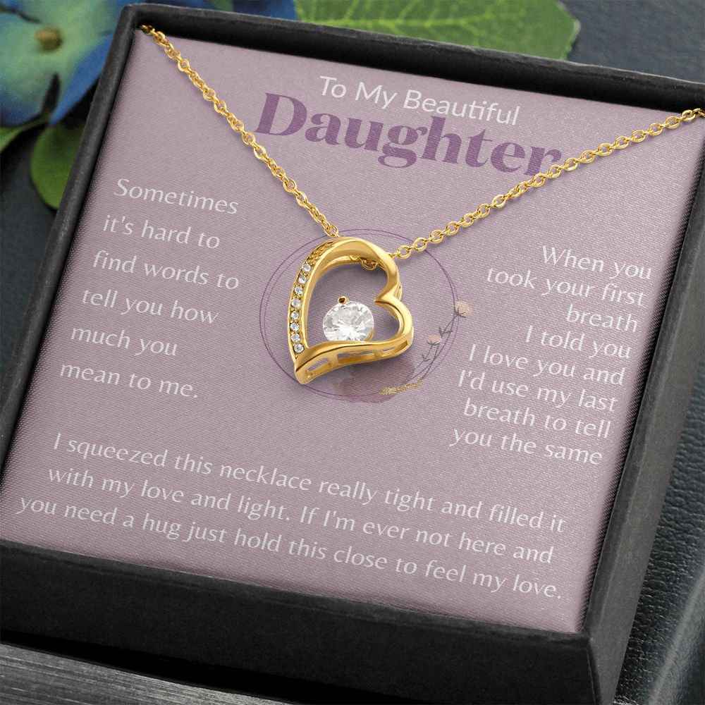 To My Beautiful Daughter Ring with Flowers LightPurple BG